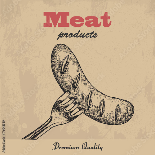 Vector background of sausage