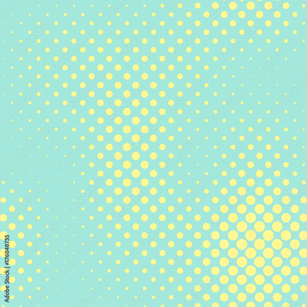Pastel mint and yellow color halftone vector background. Fresh color halftone tile.