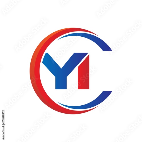 Free Download yi logo vector modern initial swoosh circle blue and red - GFXLoad