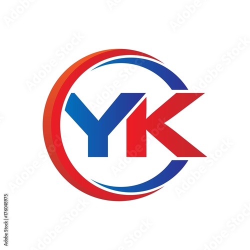 Free Download yk logo vector modern initial swoosh circle blue and red - GFXLoad