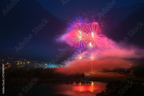 Obraz na płótnie noel feux d'artifice w salonie
