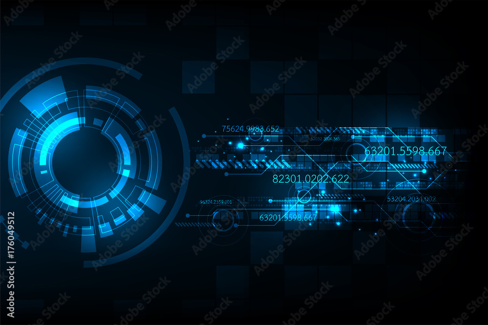 Obraz premium Vector in technology concept on a dark blue background.