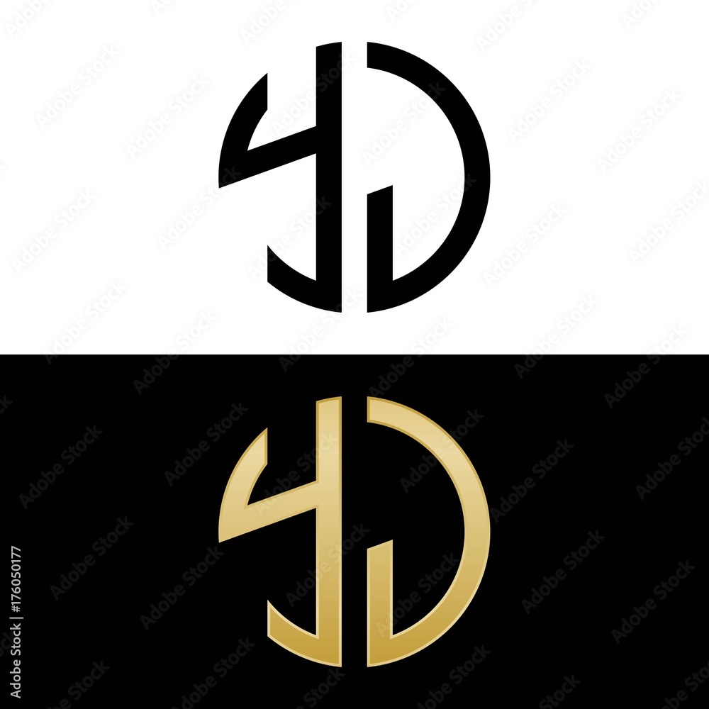 yj initial logo circle shape vector black and gold yj initial logo circle shape vector black and gold