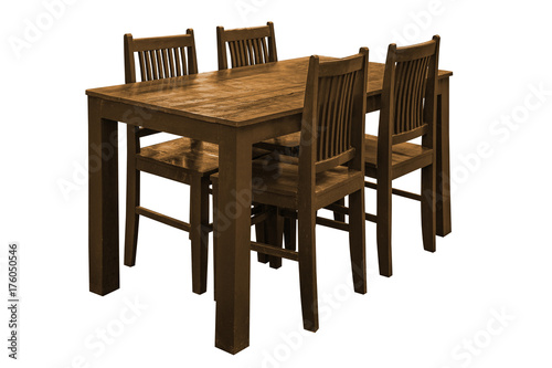 Wooden dining table set.