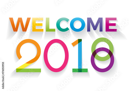 welcome 2018 creative colorful text