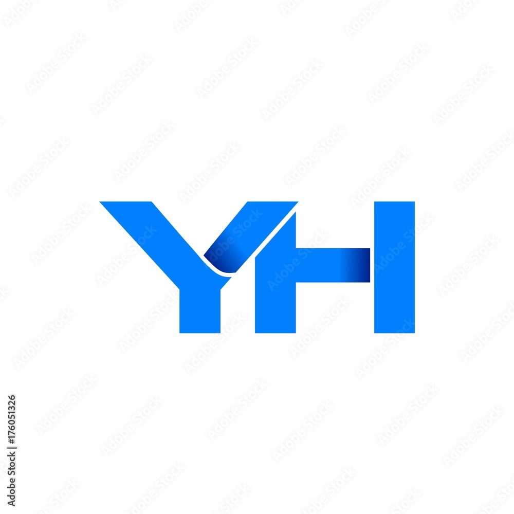 yh logo initial logo vector modern blue fold style yh logo initial logo vector modern blue fold style