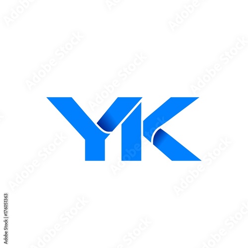 Free Download yk logo initial logo vector modern blue fold style - GFXLoad