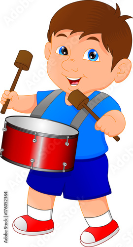 Boy marching with a drum 