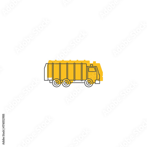 Garbage truck icon, doodle style