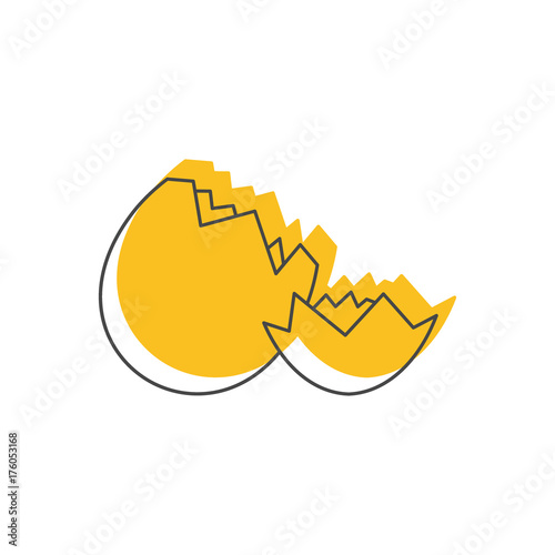 Broken egg icon, doodle style