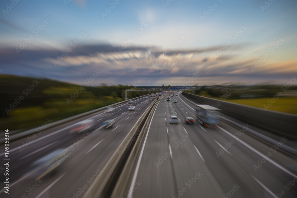 busy evening traffic on the highway busy evening traffic on the highway