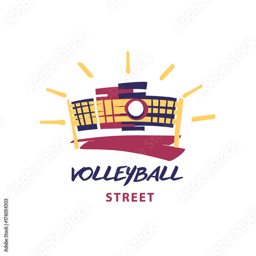 Volleyball team, school, club template logo. Vector sketch illus
