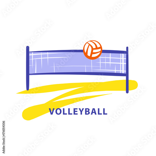 Volleyball team, school, club template logo. Vector sketch illus