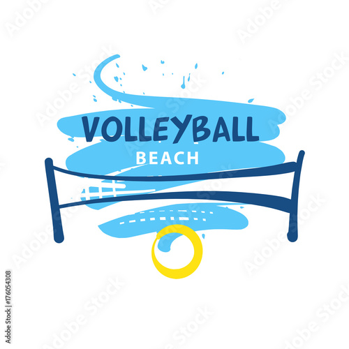 Volleyball team, school, club template logo. Vector sketch illus