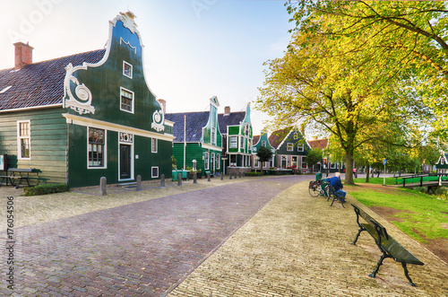 Traditional Dutch old house building in Zaanse Schans - museum village in Zaandam  in Holland -  Netherlands photo