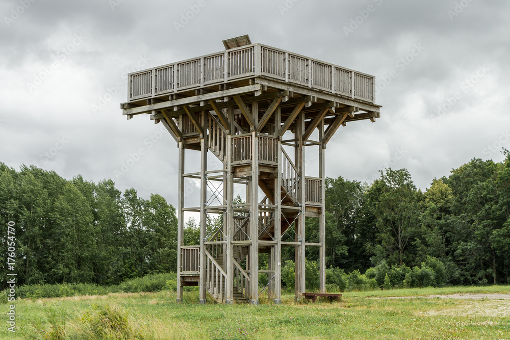 Wooden observation tower to look at the nature's panorama Wooden observation tower to look at the nature's panorama