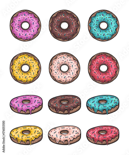 Donut vector set isolated on a white background photo