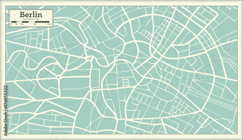 Berlin Germany Map in Retro Style.