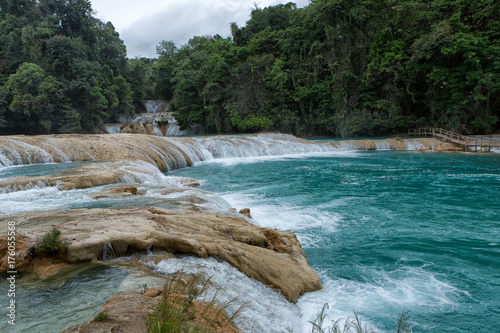 the 'Agua Azul' waterfall  consists of many cataracts following one after another in Chiapas Mexico photo