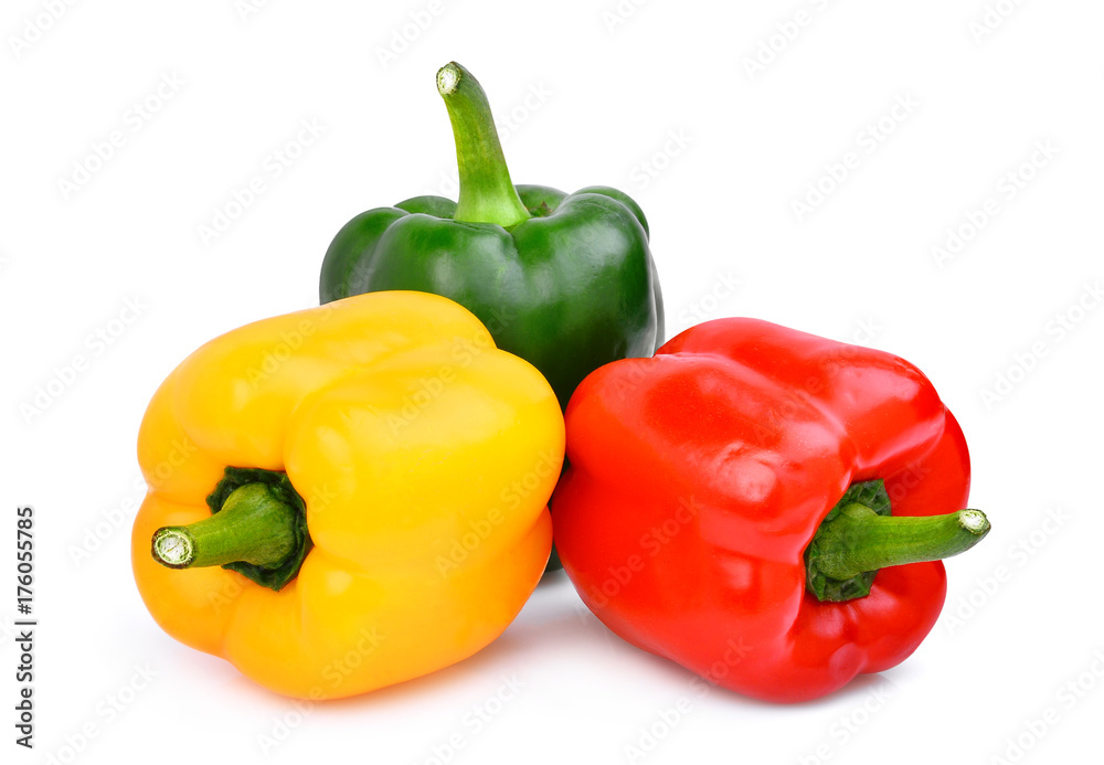 yellow,red,green, sweet bell pepper or capsicum isolated on white background yellow,red,green, sweet bell pepper or capsicum isolated on white background