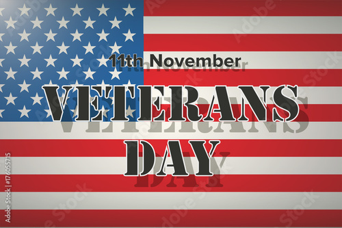 American Flag and Veterans Day Label. Poster of old and modern wars. Vector Illustration.