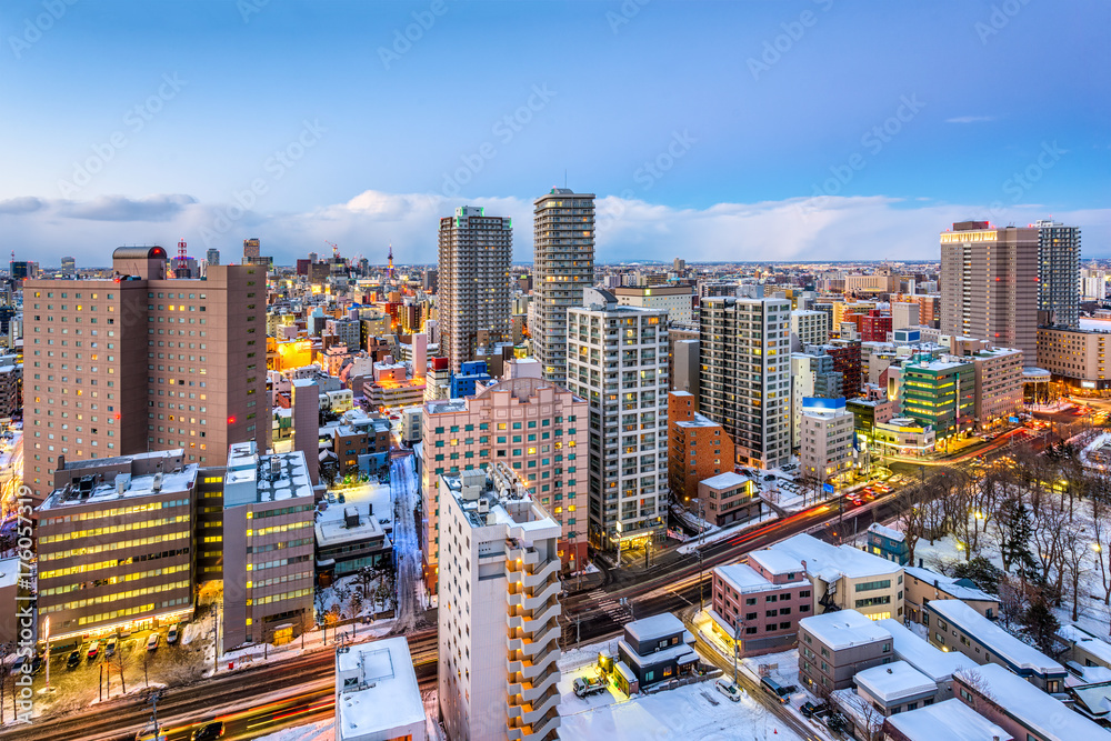 Fototapeta premium Sapporo, Hakodate, Japan Skyline