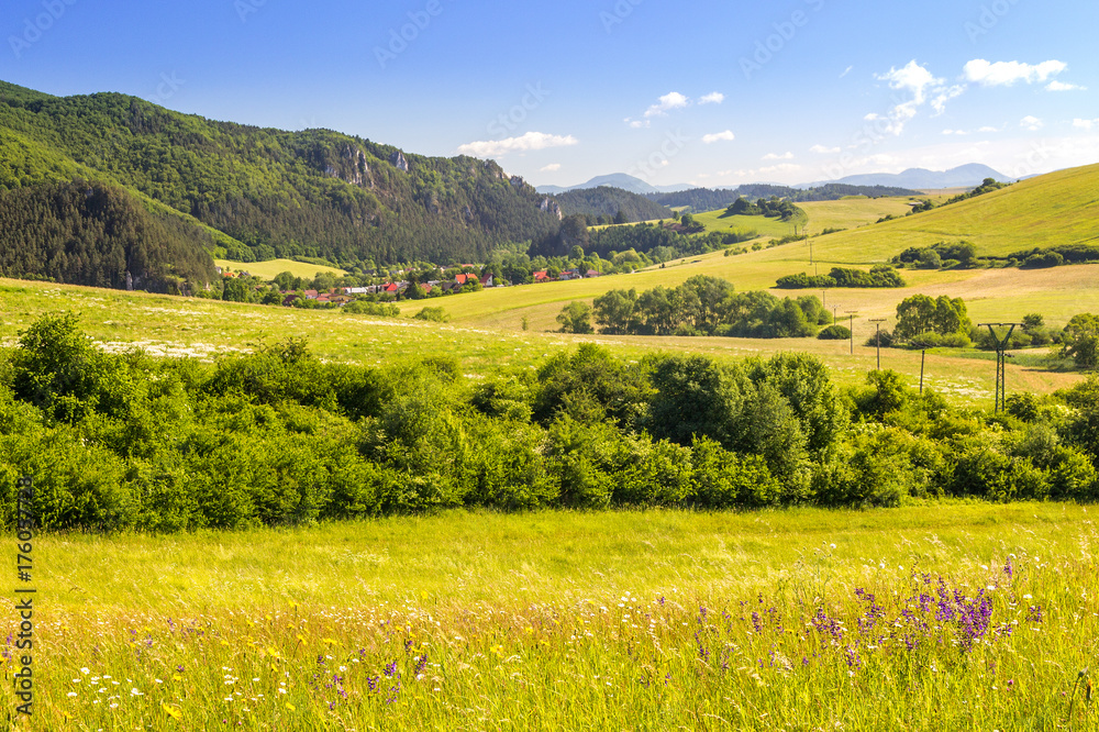 Country landscape in northern Slovakia, Rajec Valley area.