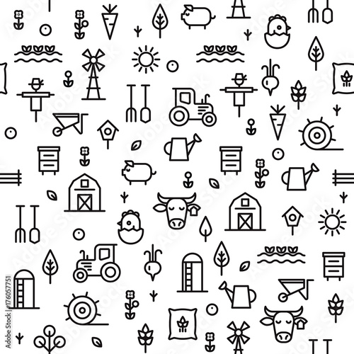 Farming and agriculture seamless pattern.