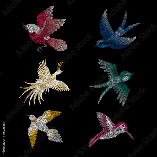 phoenix, firebird. white lace Traditional stylish fashionable embroidered embroidery on a black background. sketch for printing on fabric, bag, clothes, accessories and design. trend vector