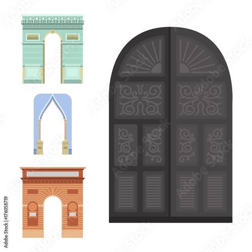 Arch vector architecture construction frame column entrance design classical illustration