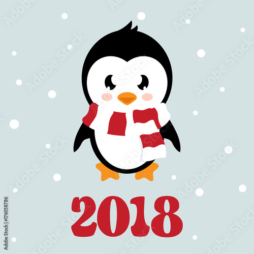 cartoon penguin with scarf and text