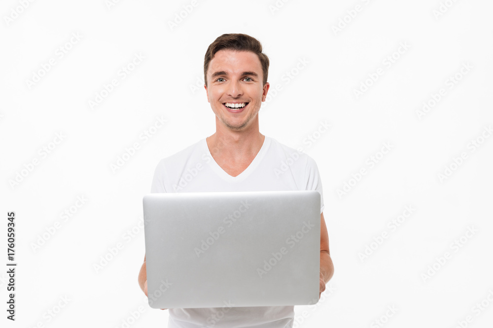 Portrait of a satisfied smiling guy working Portrait of a satisfied smiling guy working