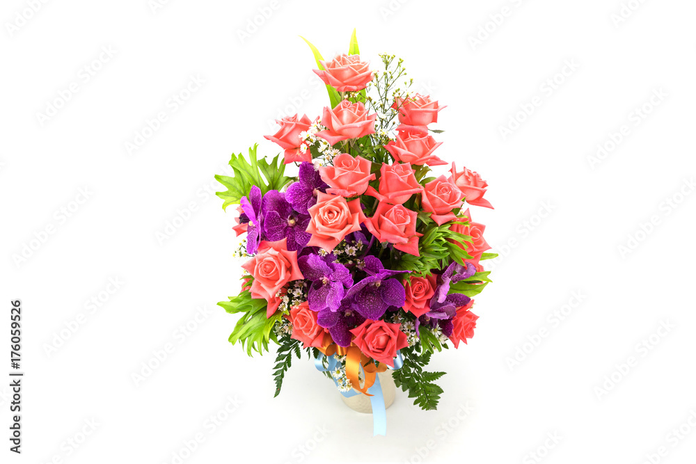 Beautiful bouquet of flowers isolated on white