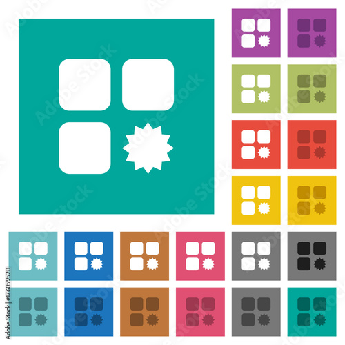 Certified component square flat multi colored icons