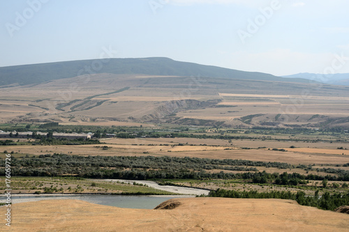 Beautiful Georgian landscape with mountains and river
