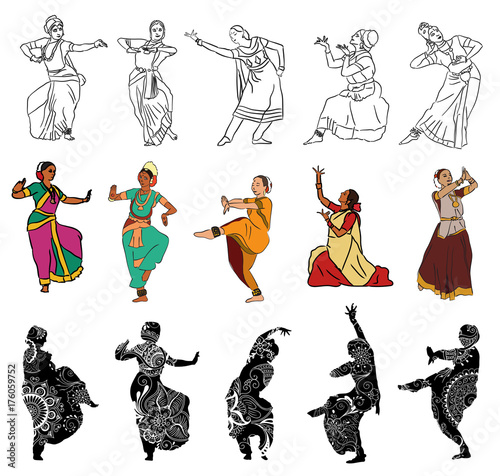 indian dancers silhouettes