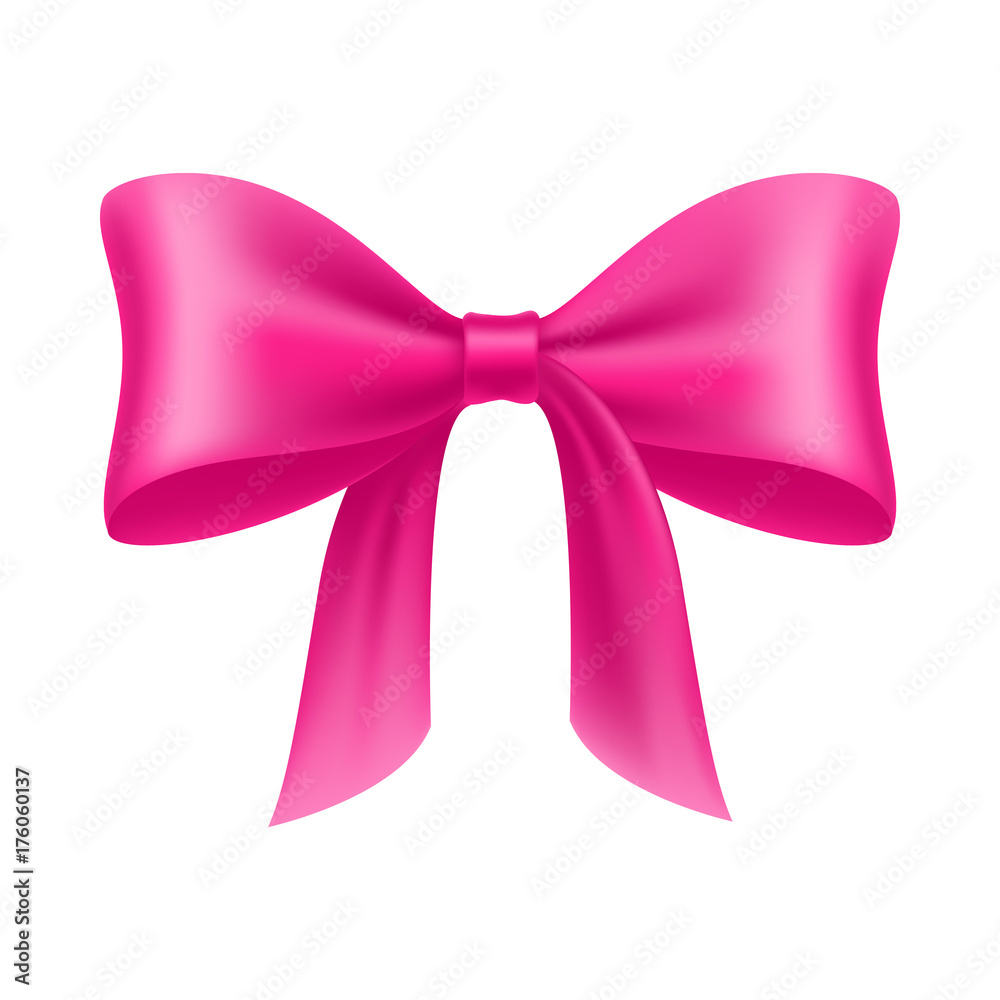 Pink bow cartoon isolated. Pink bow realistic on a white background isolated for designers and illustrators. Bow-knot in the form of a vector illustration Pink bow cartoon isolated. Pink bow realistic on a white background isolated for designers and illustrators. Bow-knot in the form of a vector illustration