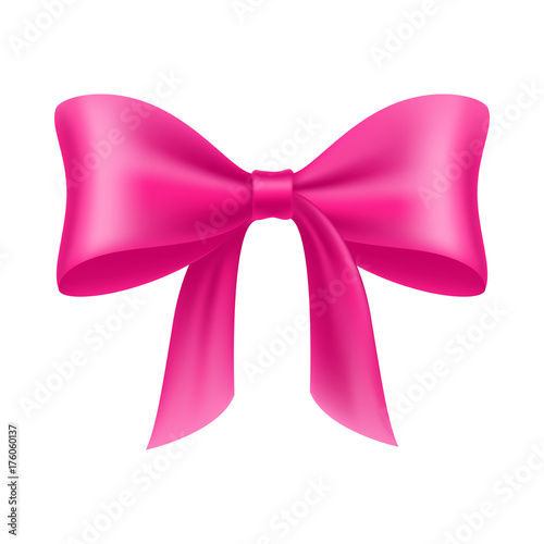 Pink bow cartoon isolated. Pink bow realistic on a white background isolated for designers and illustrators. Bow-knot in the form of a vector illustration