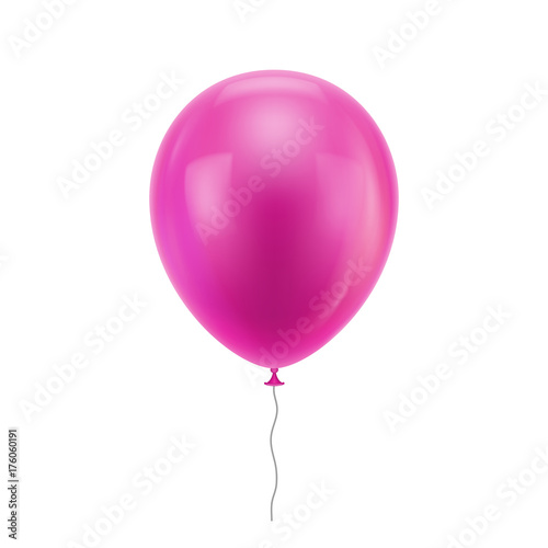 Pink realistic balloon. Pink inflatable ball realistic isolated white background. Balloon in the form of a vector illustration