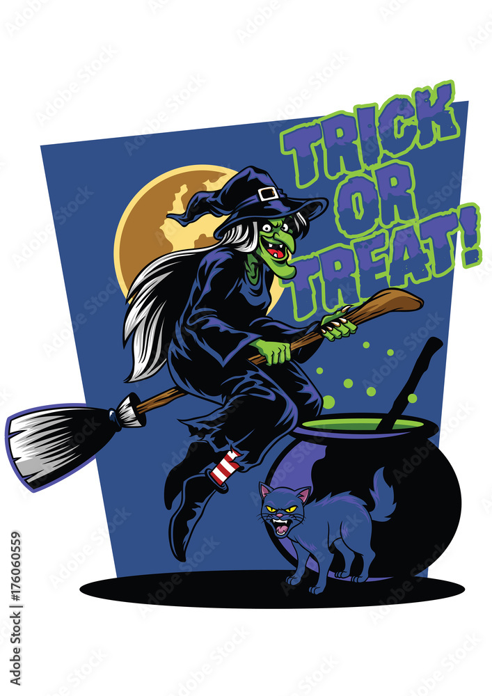 Fototapeta premium witch and black cat