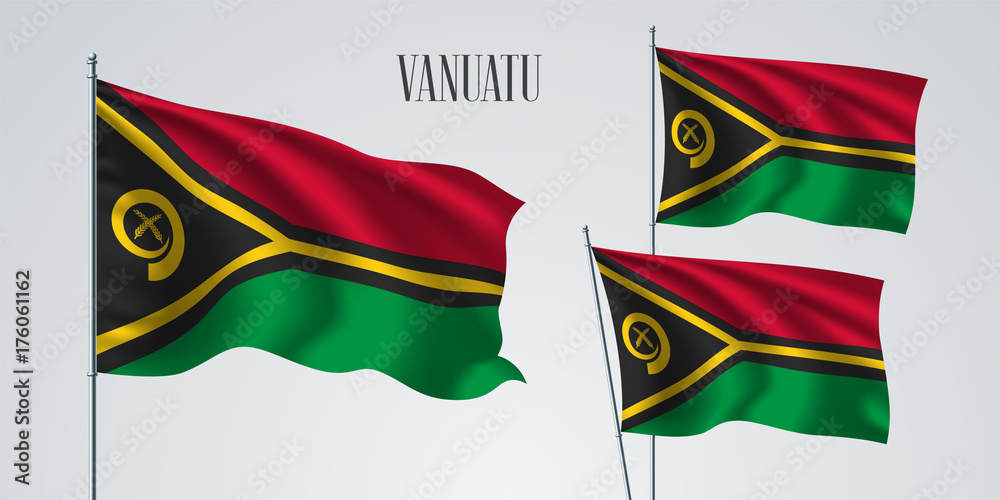 Vanuatu waving flag set of vector illustration Vanuatu waving flag set of vector illustration