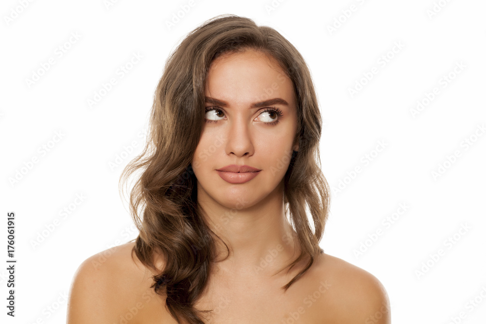 Portrait of beautiful young woman on white background Portrait of beautiful young woman on white background