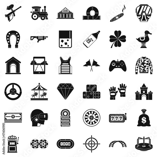 Gemstone icons set, simple style