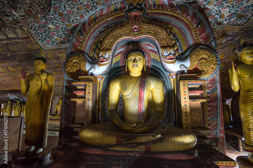 Buddha staue in cave temple in Dambulla