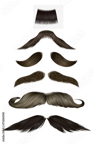 set vector mustache different colors.