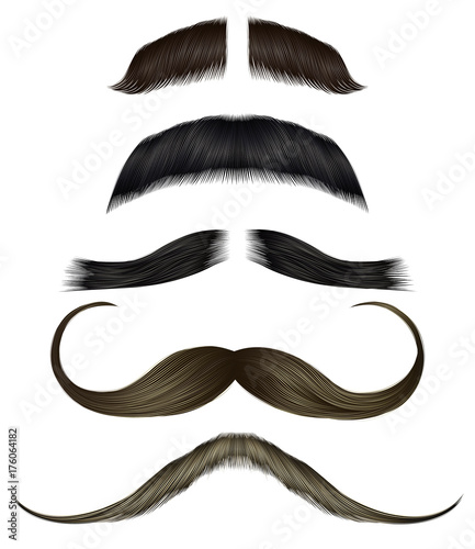 set vector mustache different colors.