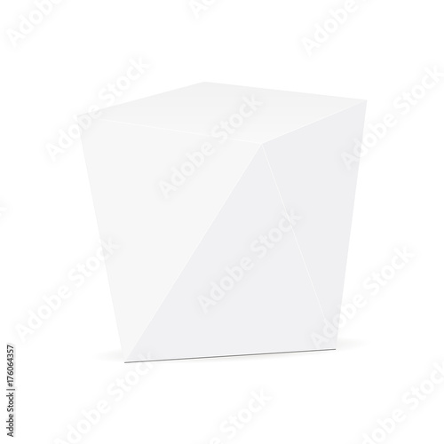 White blank triangular tea packaging box isolated. Vector illustration