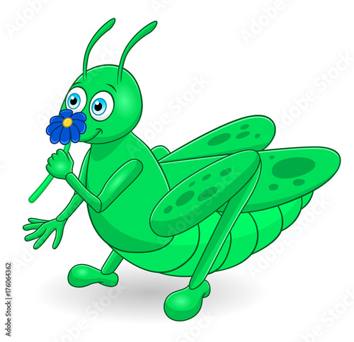 Cartoon cute grasshopper