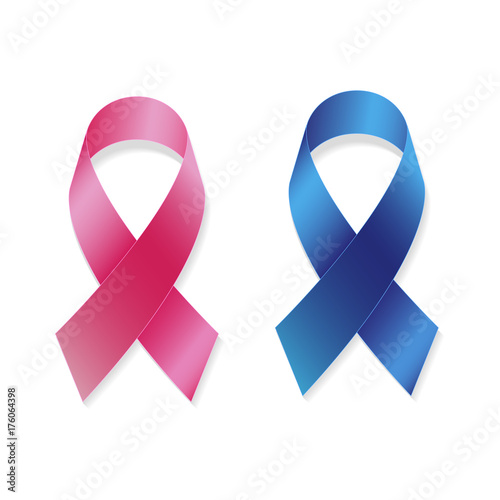 Breast And Prostate Cancer Awareness Ribbons. Medical And Health Concept