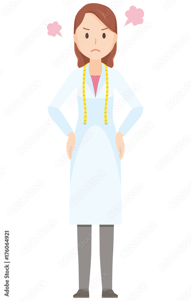 Illustration of a female nutritionist angry - whole body Illustration of a female nutritionist angry - whole body